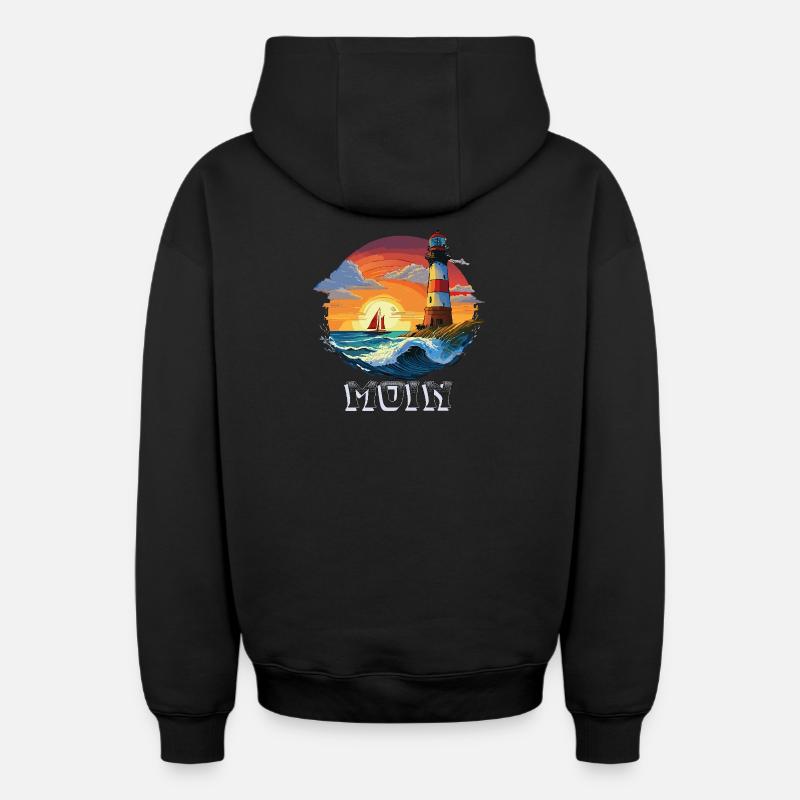 Phare de Moin - Sweat à capuche unisexe zippé oversize épais SPREAD - noir