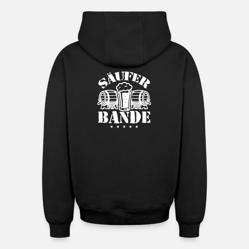 Bière Drunkard Gang - Sweat à capuche unisexe zippé oversize épais SPREAD - noir