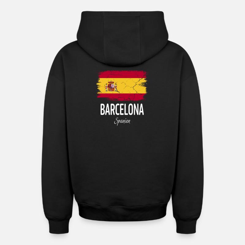 Barcelone - Sweat à capuche unisexe zippé oversize épais SPREAD - noir