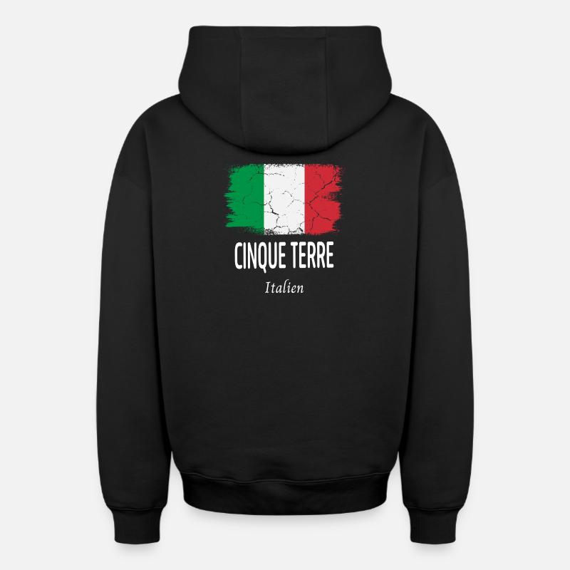 Cinque Terre - Sweat à capuche unisexe zippé oversize épais SPREAD - noir