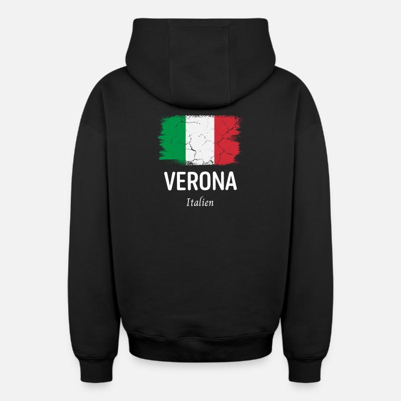 Vérone - Sweat à capuche unisexe zippé oversize épais SPREAD - noir