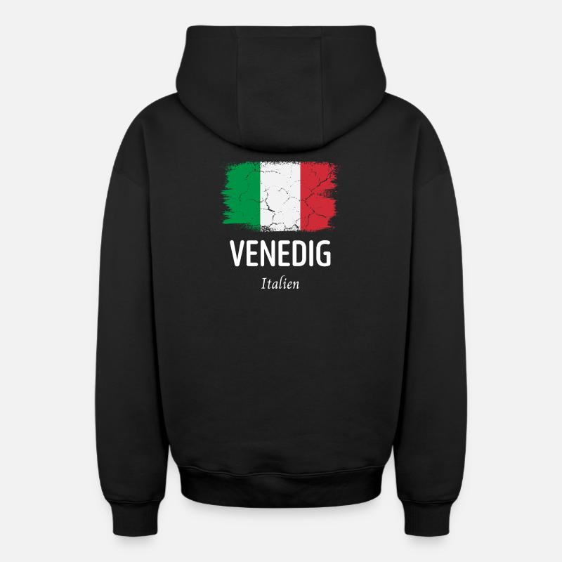 Venise - Sweat à capuche unisexe zippé oversize épais SPREAD - noir