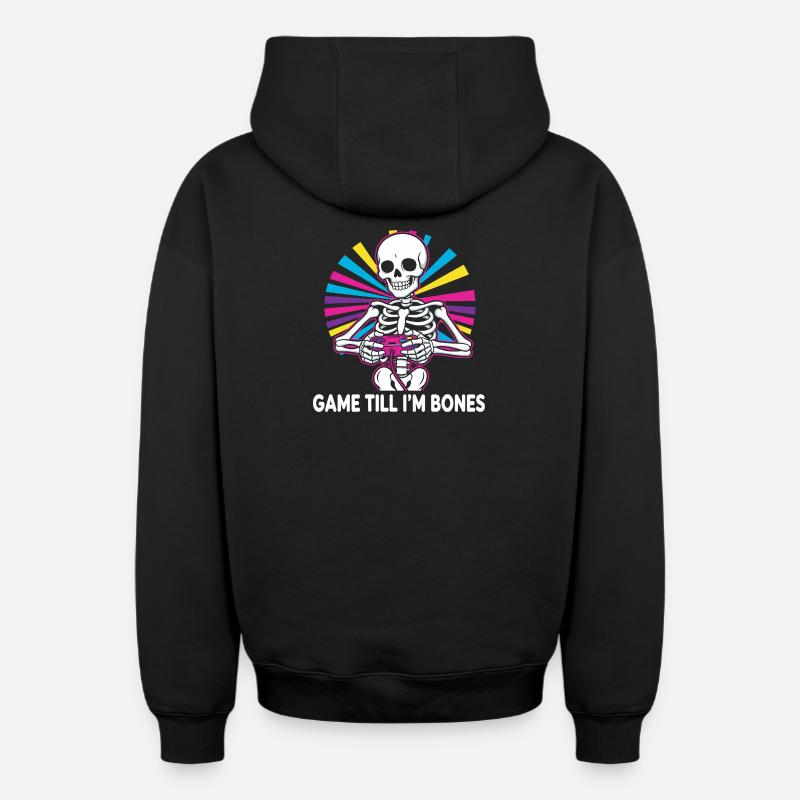 Game Till Bones Skeleton Controller - Oversized Heavyweight Unisex Zip Hoodie - Schwarz
