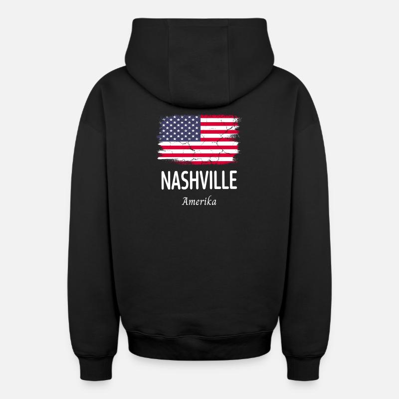 Nashville - Sweat à capuche unisexe zippé oversize épais SPREAD - noir