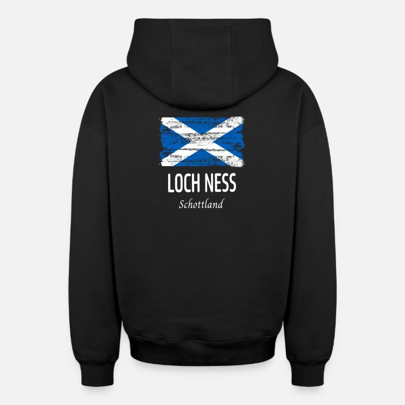 Loch Ness - Sweat à capuche unisexe zippé oversize épais SPREAD - noir