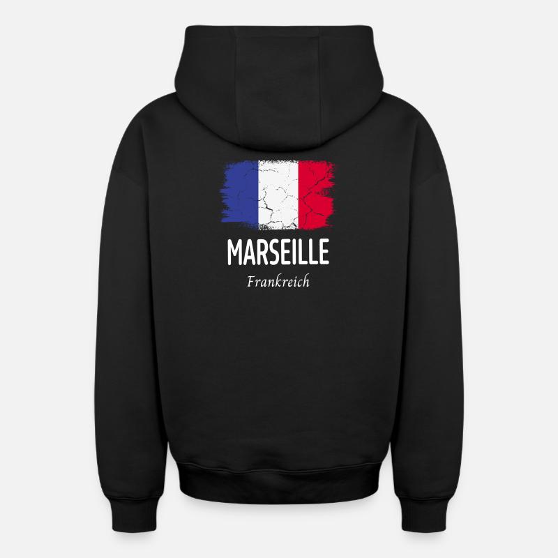 Marseille - Sweat à capuche unisexe zippé oversize épais SPREAD - noir