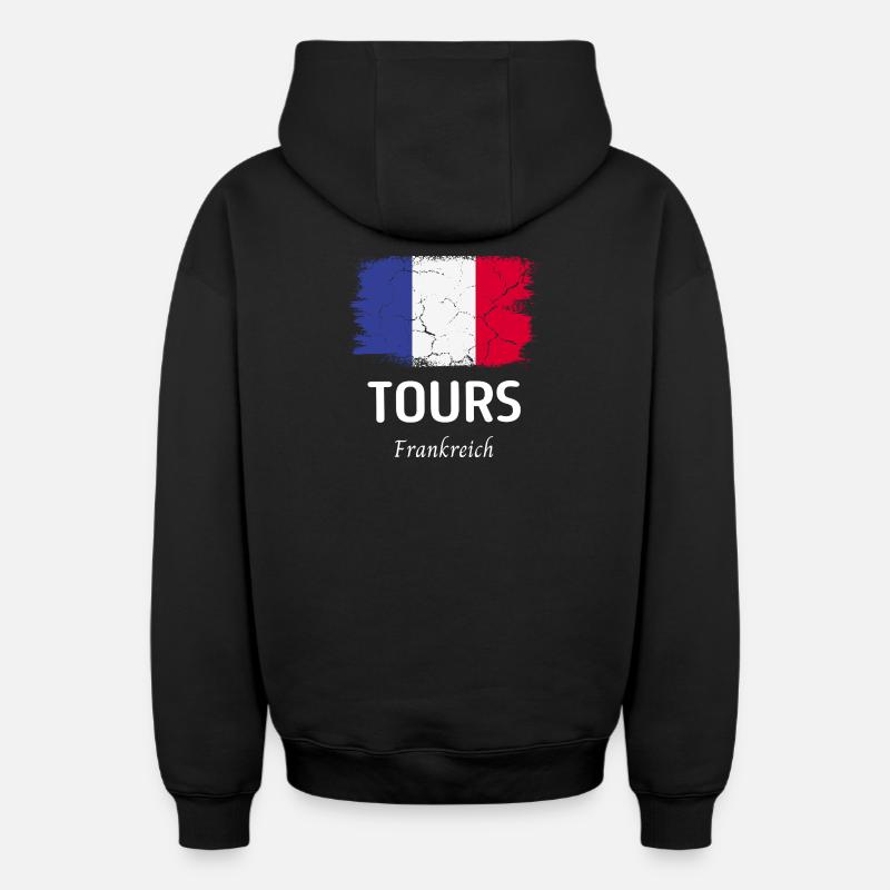 Tours - Sweat à capuche unisexe zippé oversize épais SPREAD - noir