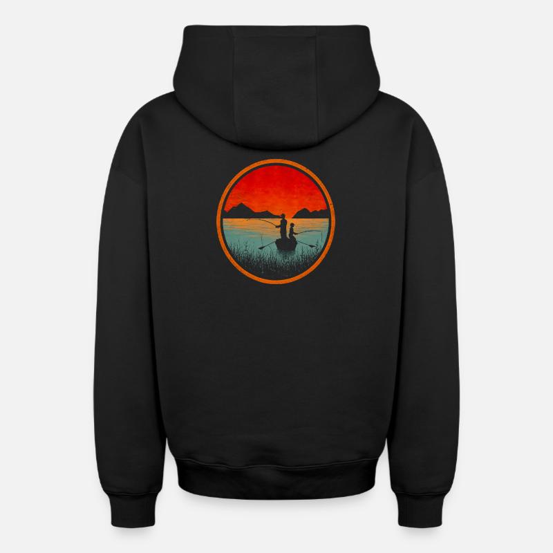 Pêche en bateau - Sweat à capuche unisexe zippé oversize épais SPREAD - noir