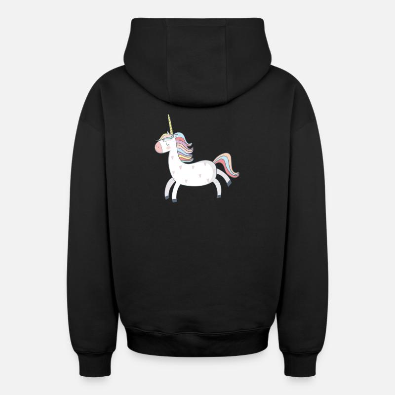 Licorne - Sweat à capuche unisexe zippé oversize épais SPREAD - noir