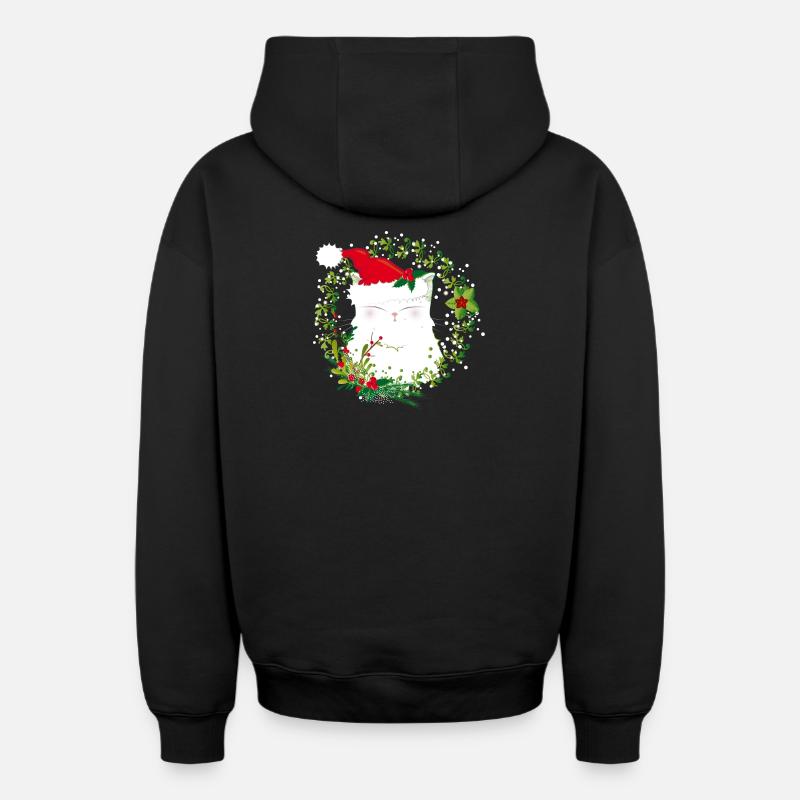 Chat de noel - Sweat à capuche unisexe zippé oversize épais SPREAD - noir