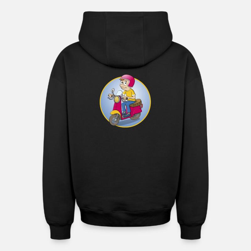 Der Rollerfahrer - Version1 - Oversized Heavyweight Unisex Zip Hoodie - Schwarz