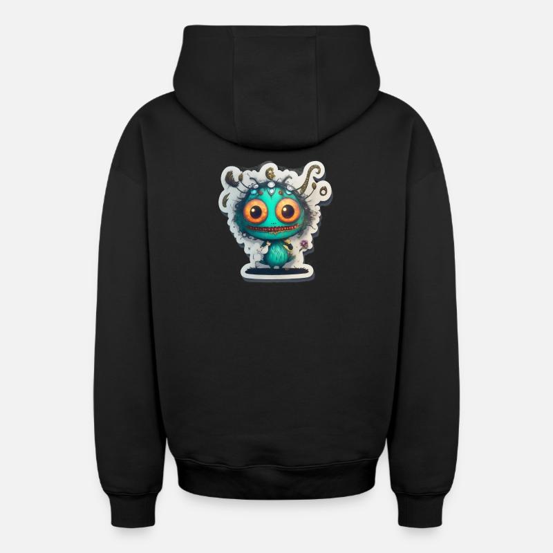Monstres - Sweat à capuche unisexe zippé oversize épais SPREAD - noir