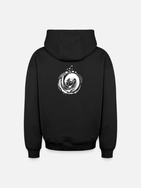 Otter Spell Invert - Oversized Heavyweight Unisex Zip Hoodie - black