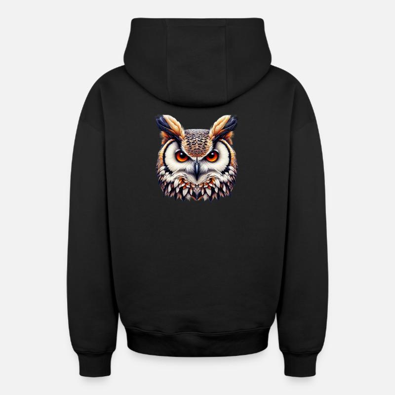 Hibou - Sweat à capuche unisexe zippé oversize épais SPREAD - noir