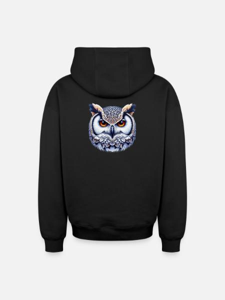 Owl - Oversized Heavyweight Unisex Zip Hoodie - black