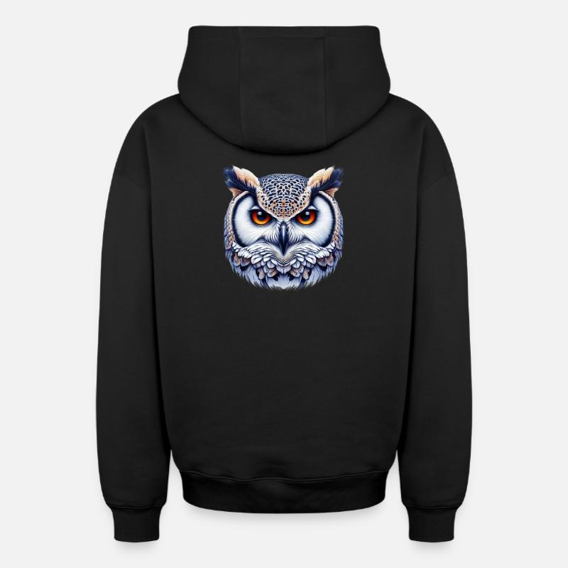 Hibou - Sweat à capuche unisexe zippé oversize épais SPREAD - noir