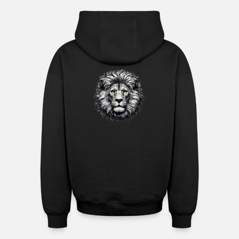 Lion - Sweat à capuche unisexe zippé oversize épais SPREAD - noir