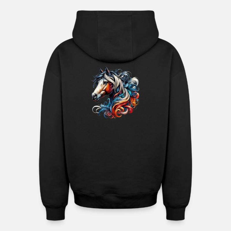 Cheval - Sweat à capuche unisexe zippé oversize épais SPREAD - noir