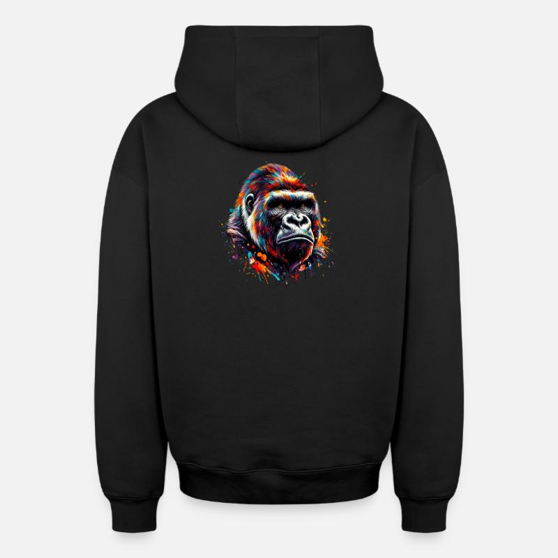 Gorille - Sweat à capuche unisexe zippé oversize épais SPREAD - noir