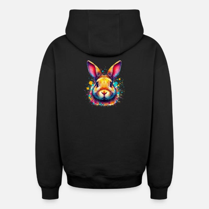 Lapin - Sweat à capuche unisexe zippé oversize épais SPREAD - noir