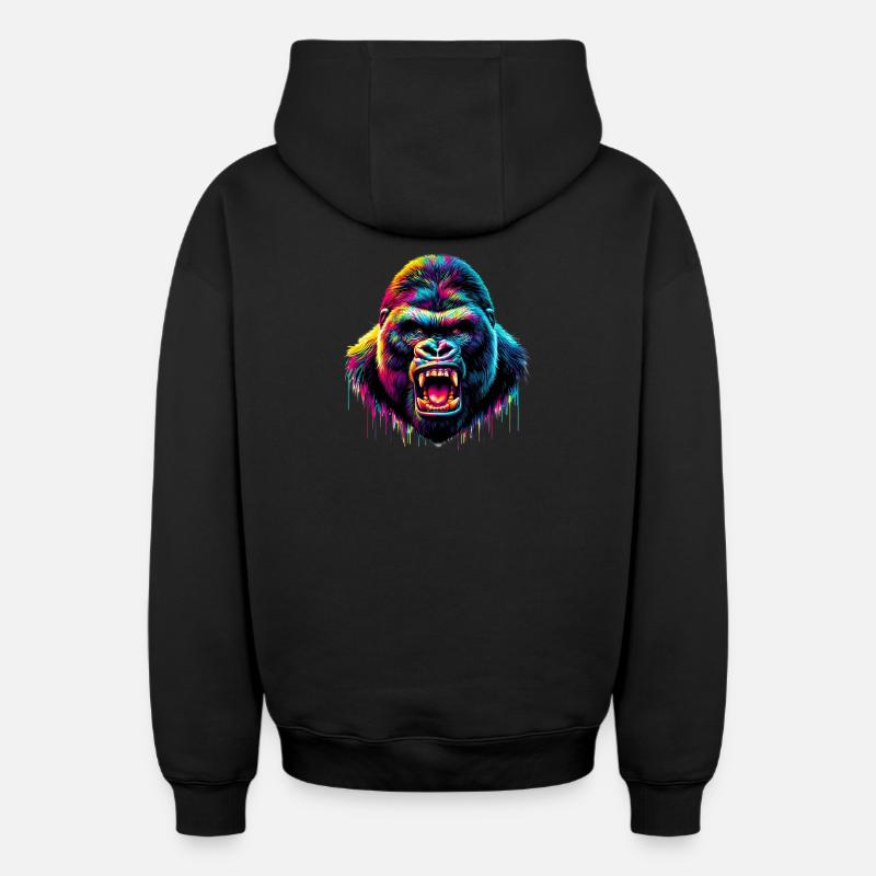 Gorille - Sweat à capuche unisexe zippé oversize épais SPREAD - noir