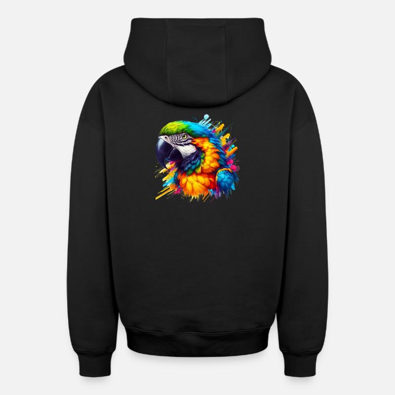 Perroquet - Sweat à capuche unisexe zippé oversize épais SPREAD - noir