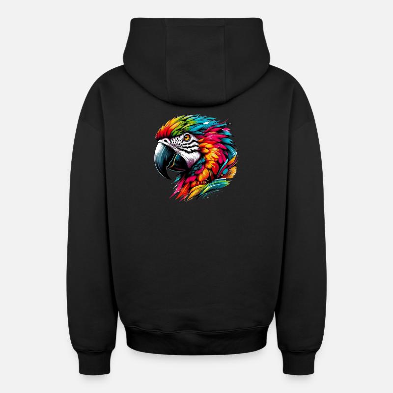 Perroquet - Sweat à capuche unisexe zippé oversize épais SPREAD - noir