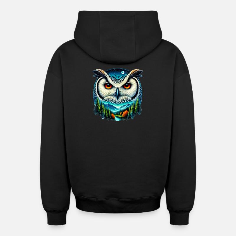 Hibou - Sweat à capuche unisexe zippé oversize épais SPREAD - noir