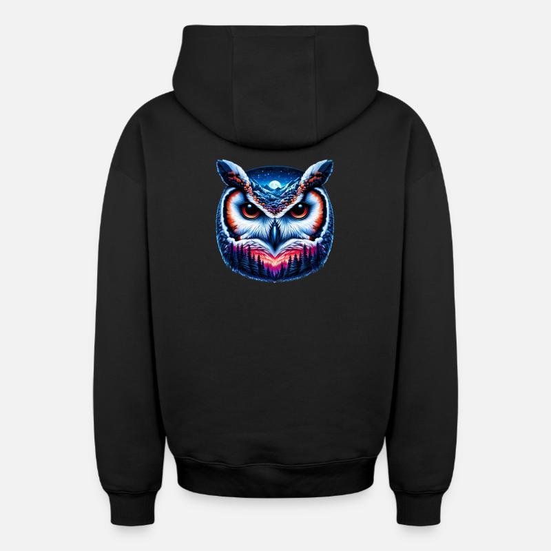 Hibou - Sweat à capuche unisexe zippé oversize épais SPREAD - noir