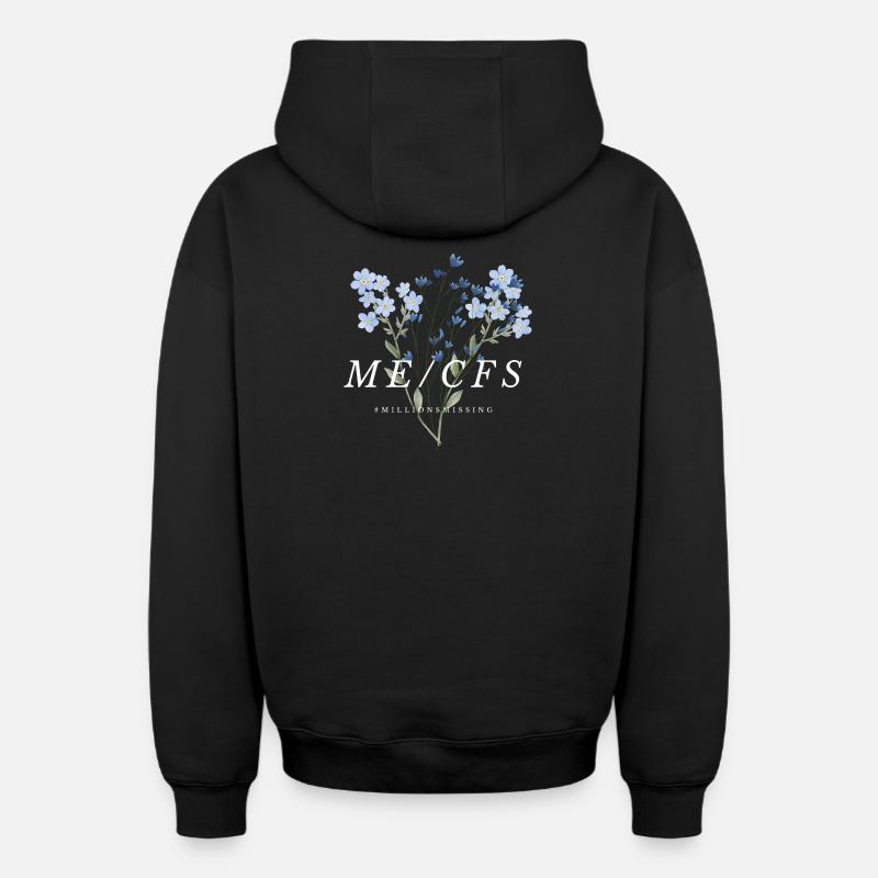 ME/CFS Fleurs blanches - Sweat à capuche unisexe zippé oversize épais SPREAD - noir