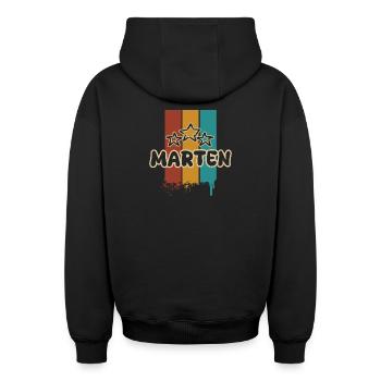 Geschenk für Marten - Oversized Heavyweight Unisex Zip Hoodie - Schwarz - Hinten - AI Model Male 185 dark (185cm)