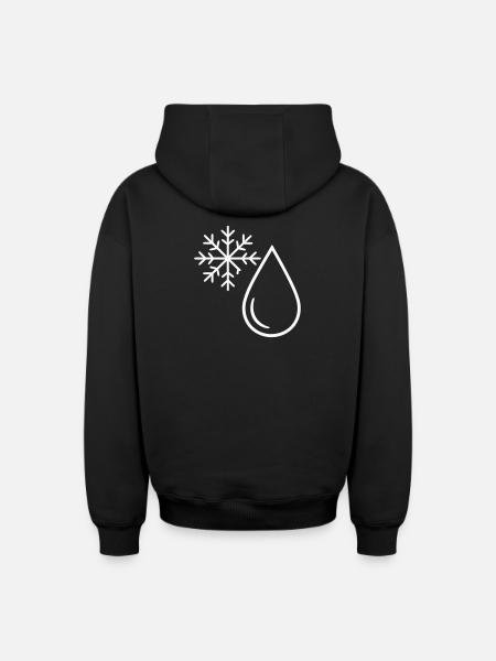 Snow and Minimalist Drop - Oversized Heavyweight Unisex Zip Hoodie - black