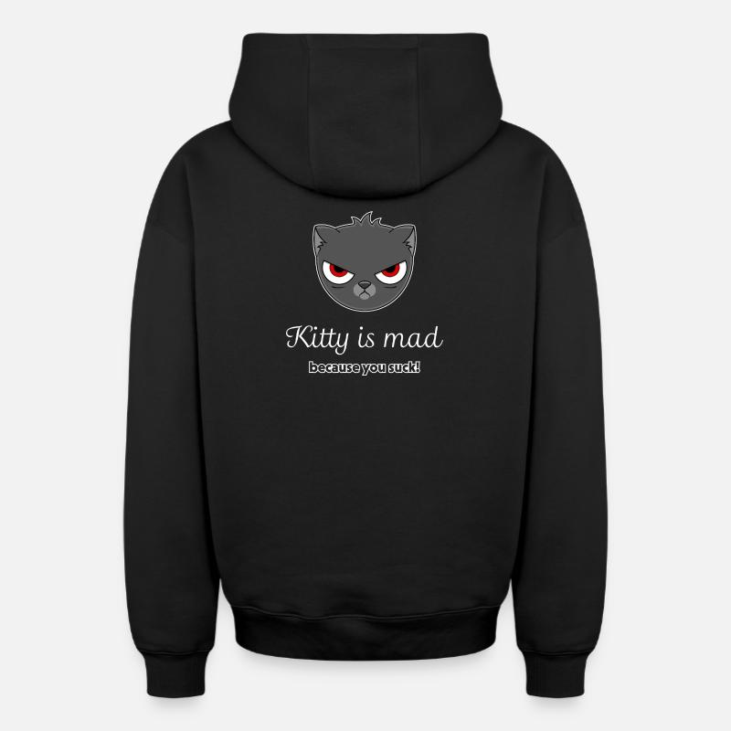chat offensé - Sweat à capuche unisexe zippé oversize épais SPREAD - noir