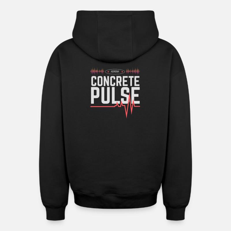 Pouls en Béton Urbain - Sweat à capuche unisexe zippé oversize épais SPREAD - noir