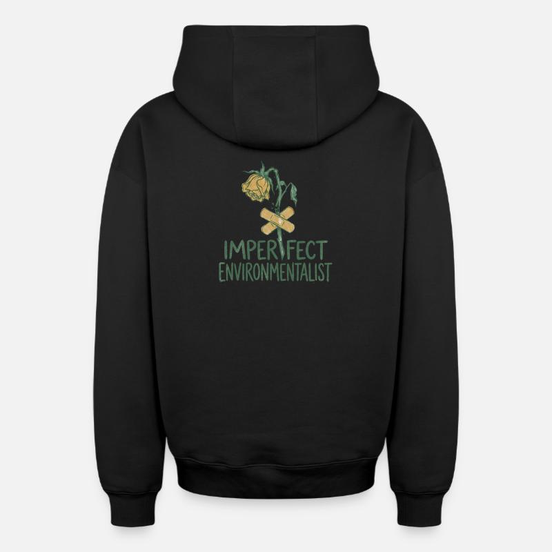 Fleur Brisée - Sweat à capuche unisexe zippé oversize épais SPREAD - noir