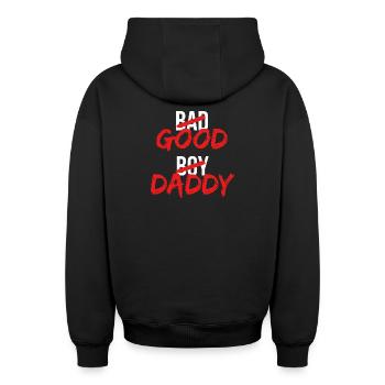 Bad Boy/Good Daddy |lustiges Design für Väter, Väter - Oversized Heavyweight Unisex Zip Hoodie - Schwarz - Hinten - AI Model Male 185 dark (185cm)
