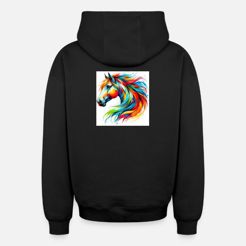 Cheval - Sweat à capuche unisexe zippé oversize épais SPREAD - noir