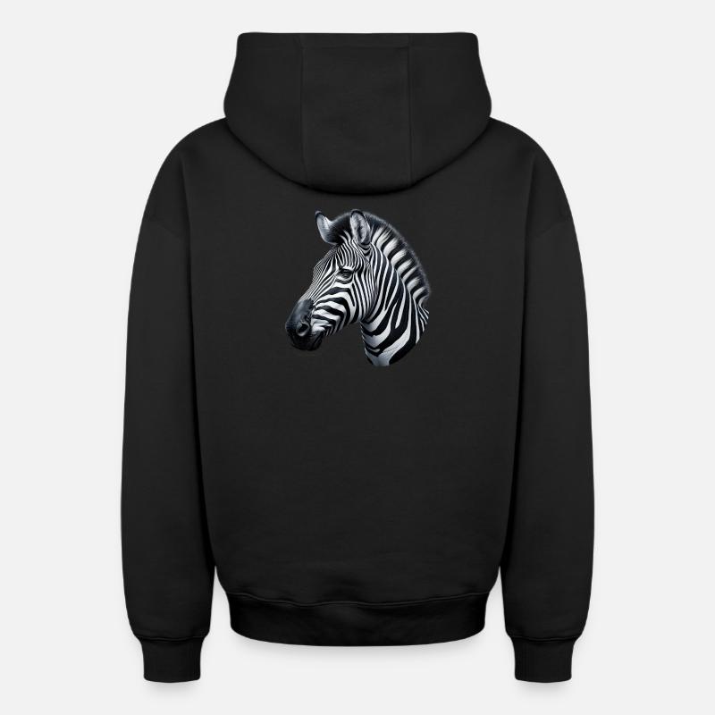 Zèbre - Sweat à capuche unisexe zippé oversize épais SPREAD - noir