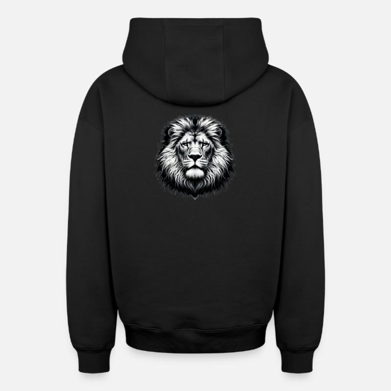 Lion - Sweat à capuche unisexe zippé oversize épais SPREAD - noir