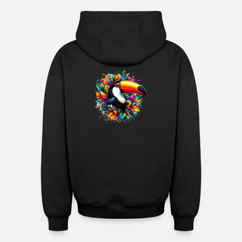 Toucan - Sweat à capuche unisexe zippé oversize épais SPREAD - noir