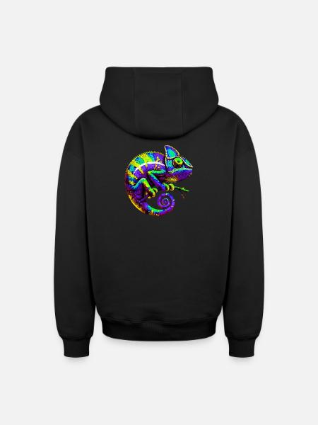 Chameleon - Oversized Heavyweight Unisex Zip Hoodie - black
