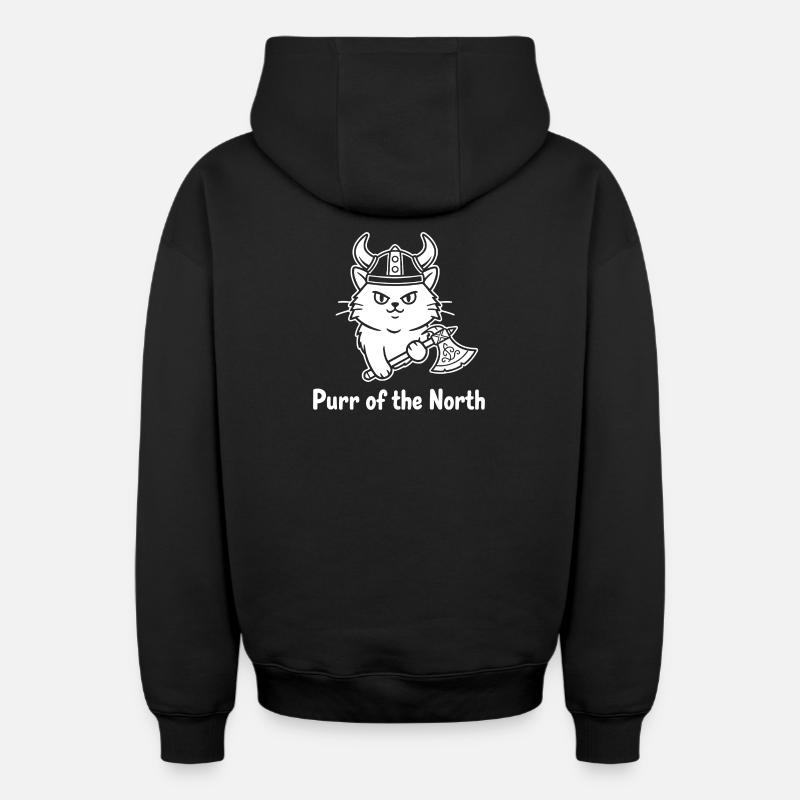 Chat viking avec hache - Sweat à capuche unisexe zippé oversize épais SPREAD - noir