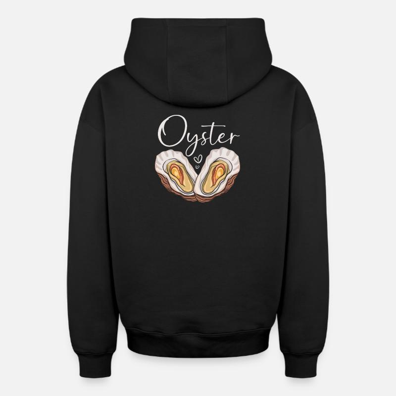 Huîtres - Sweat à capuche unisexe zippé oversize épais SPREAD - noir