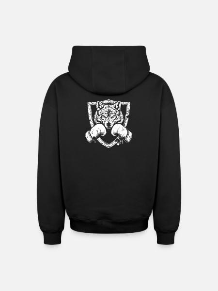 Wolf Boxing MMA - Oversized Heavyweight Unisex Zip Hoodie - black
