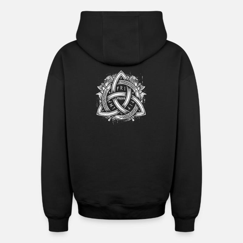 Triquetra - Éternité et Trinité - Sweat à capuche unisexe zippé oversize épais SPREAD - noir