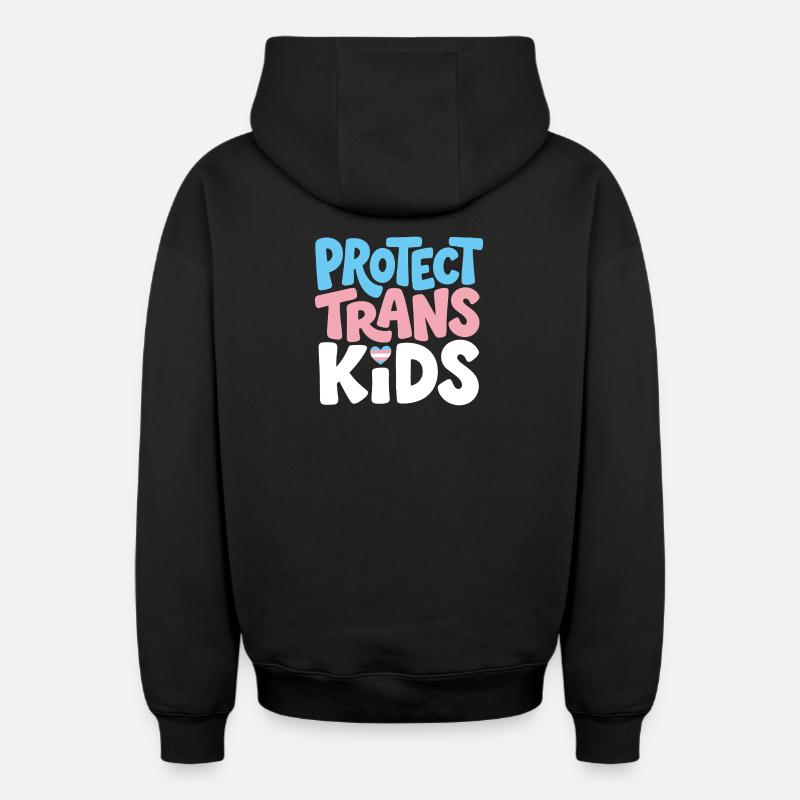 Protect Trans Kids Tee - Sweat à capuche unisexe zippé oversize épais SPREAD - noir