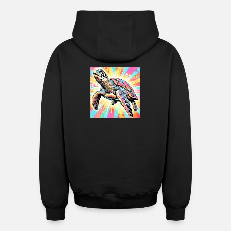 tortue - Sweat à capuche unisexe zippé oversize épais SPREAD - noir