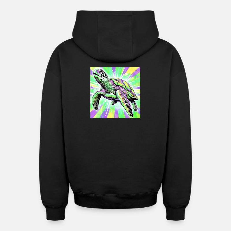 tortue - Sweat à capuche unisexe zippé oversize épais SPREAD - noir