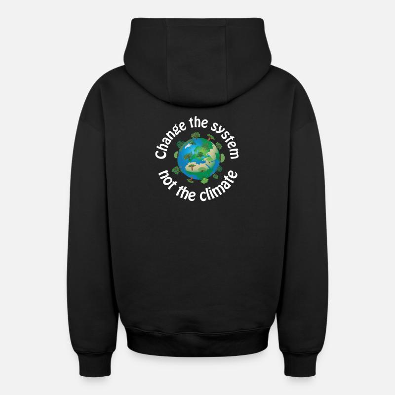 Changer le système, pas le climat - Sweat à capuche unisexe zippé oversize épais SPREAD - noir