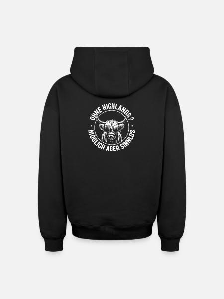 Highland Cattle - Oversized Heavyweight Unisex Zip Hoodie - black